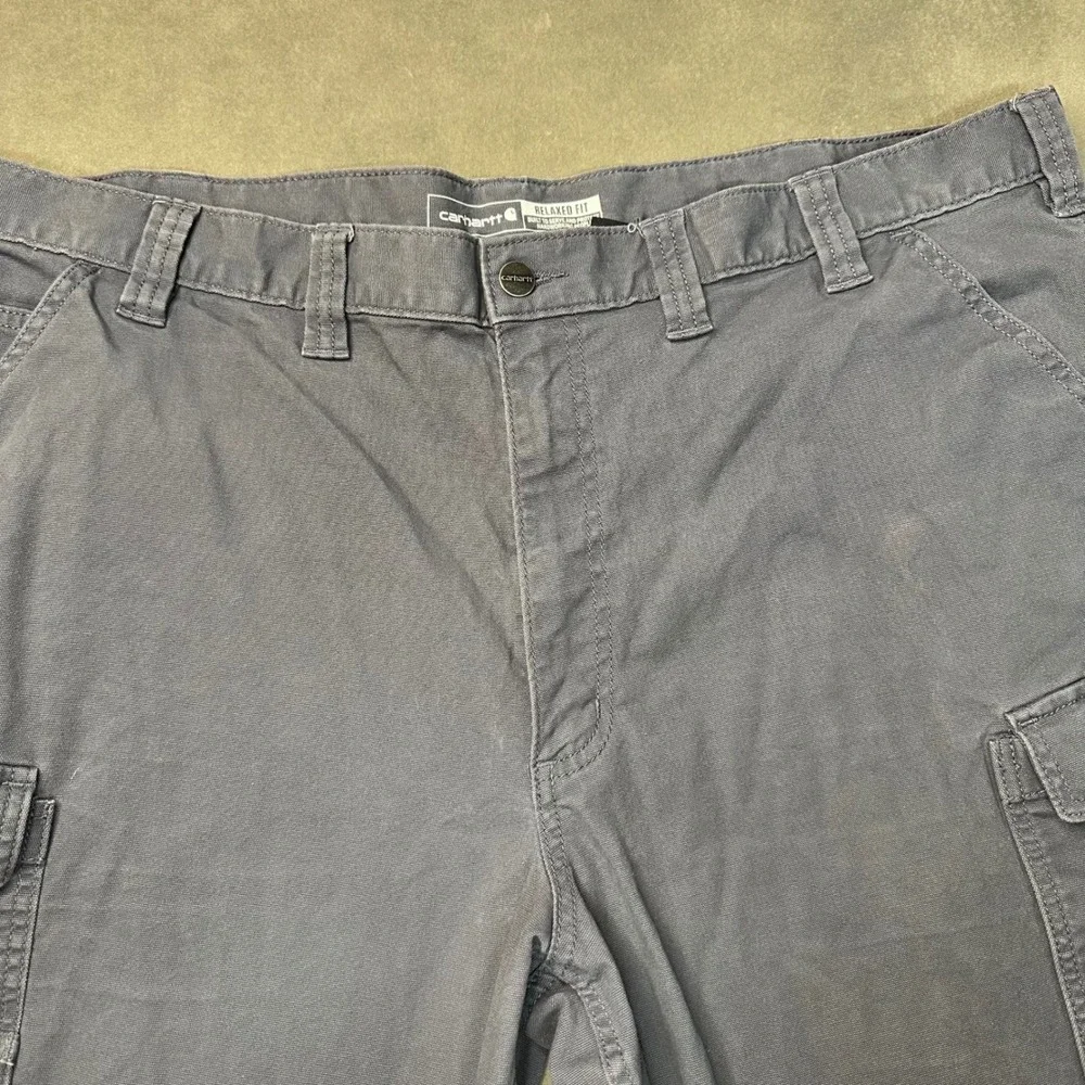 Carhartt Cargo Shorts Mens 44 Blue Relaxed Fit Cotton Canvas Workwear Excellent